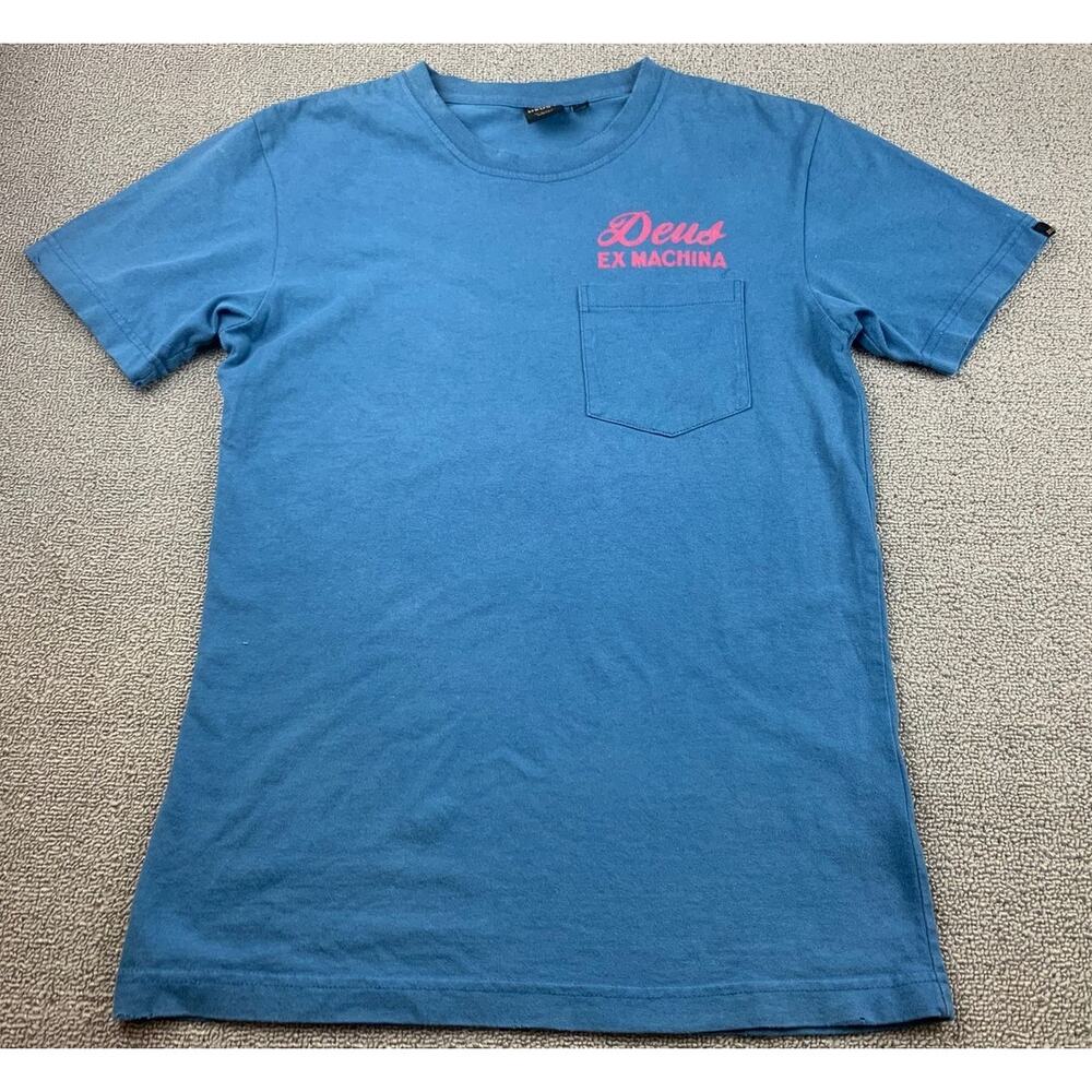 Deus Ex‎ Machina Men's XS Blue Pocket Crew Neck T-Shirt